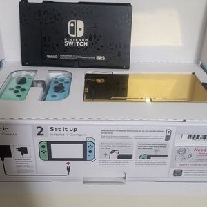 Nintendo switch gold back plate animal crossing edition + 256gb ssdcard